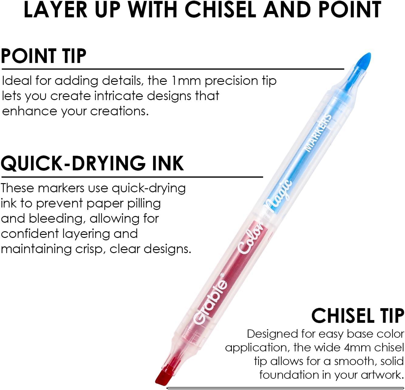 image:imageGrabie 24 Colors Magic Layering Markers12 Double Sided Color Changing Highlighter Pens4mm Chisel Tip amp 1mm Point Tip Dual Tip Magic Markers No Bleed Quick Drying2 Sets 6pcs Value Bundle
