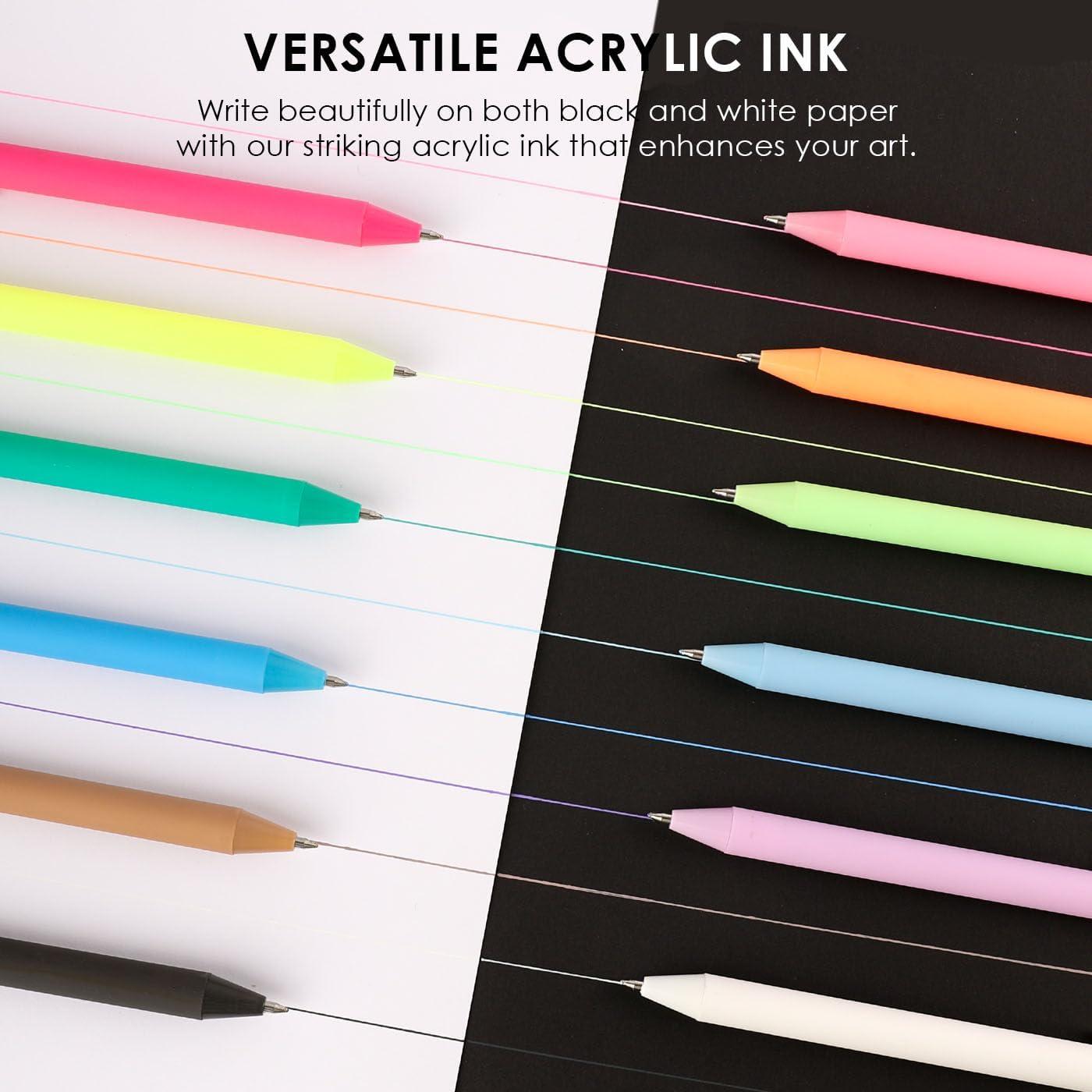 image:imageGrabie Acrylic Gel Pens 06mm Fine Point Retractable Gel Pens for Journaling Note Taking Pack of 12