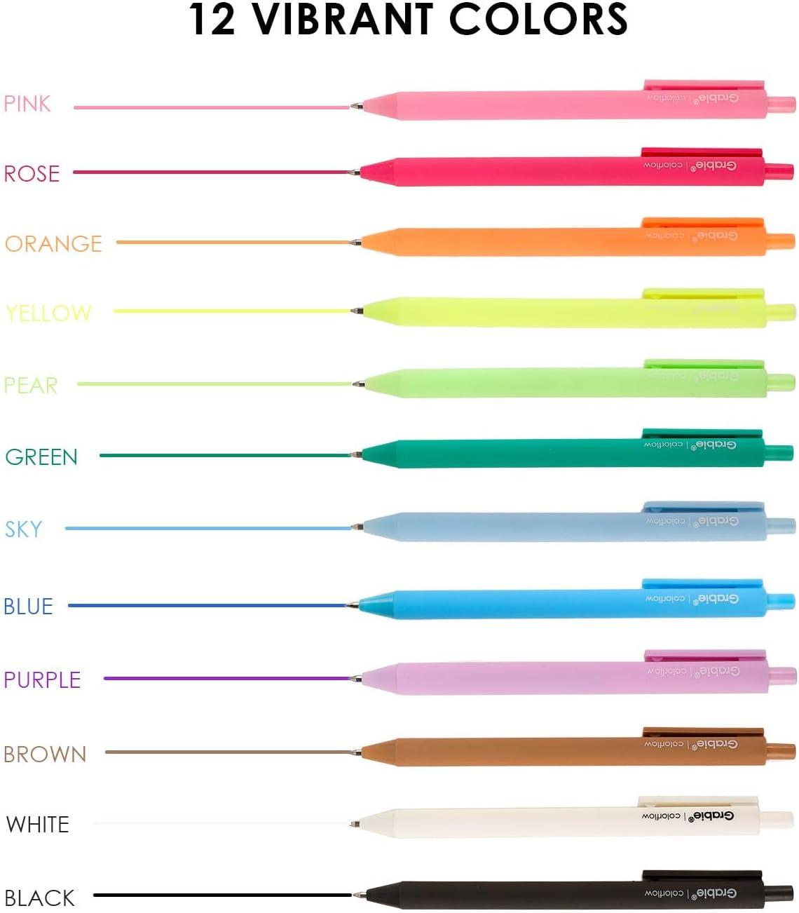 image:imageGrabie Acrylic Gel Pens 06mm Fine Point Retractable Gel Pens for Journaling Note Taking Pack of 12