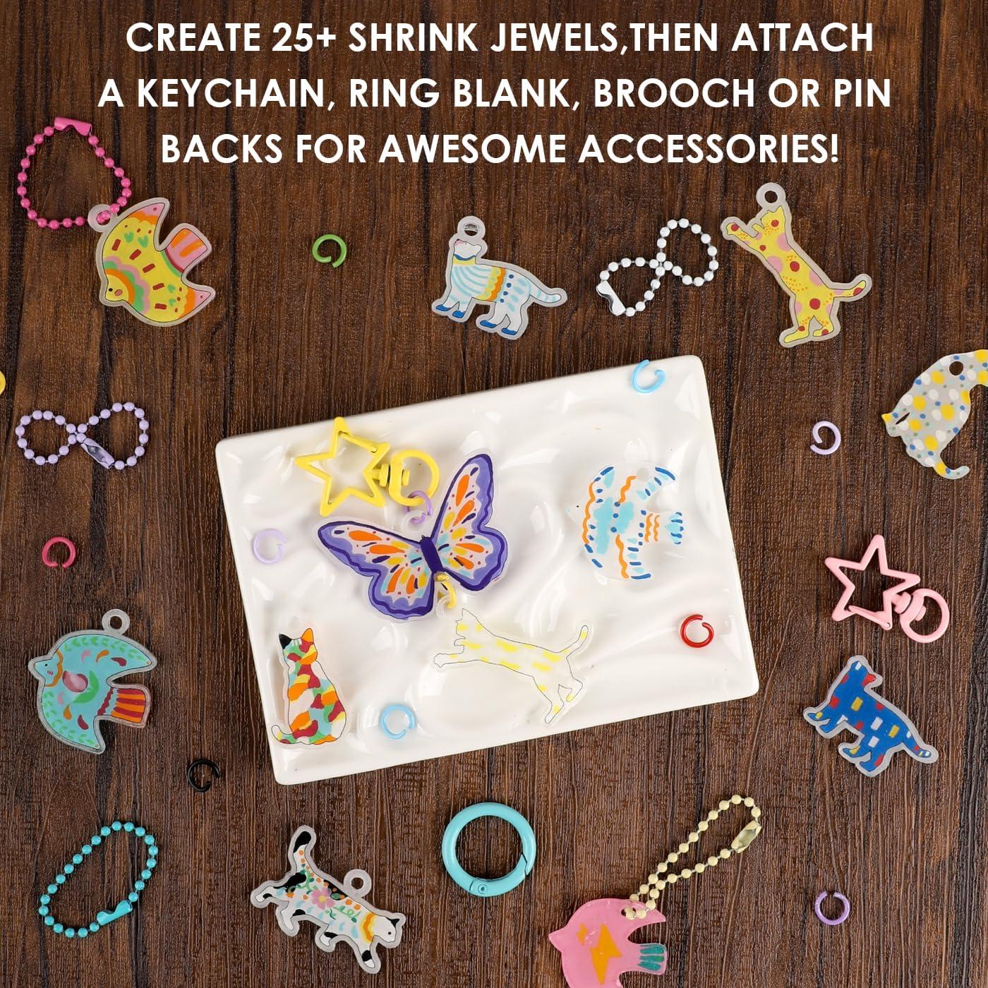 image:imageGrabie DIY Shrink Art Craft Kit Jewelry Making Kit for Kids Adults 25 PreCut Shapes 5 DualTip Markers Custom Charms Pins Rings Keychains Paws amp Wings Creative FreedomPaws Wings Creative Freedom