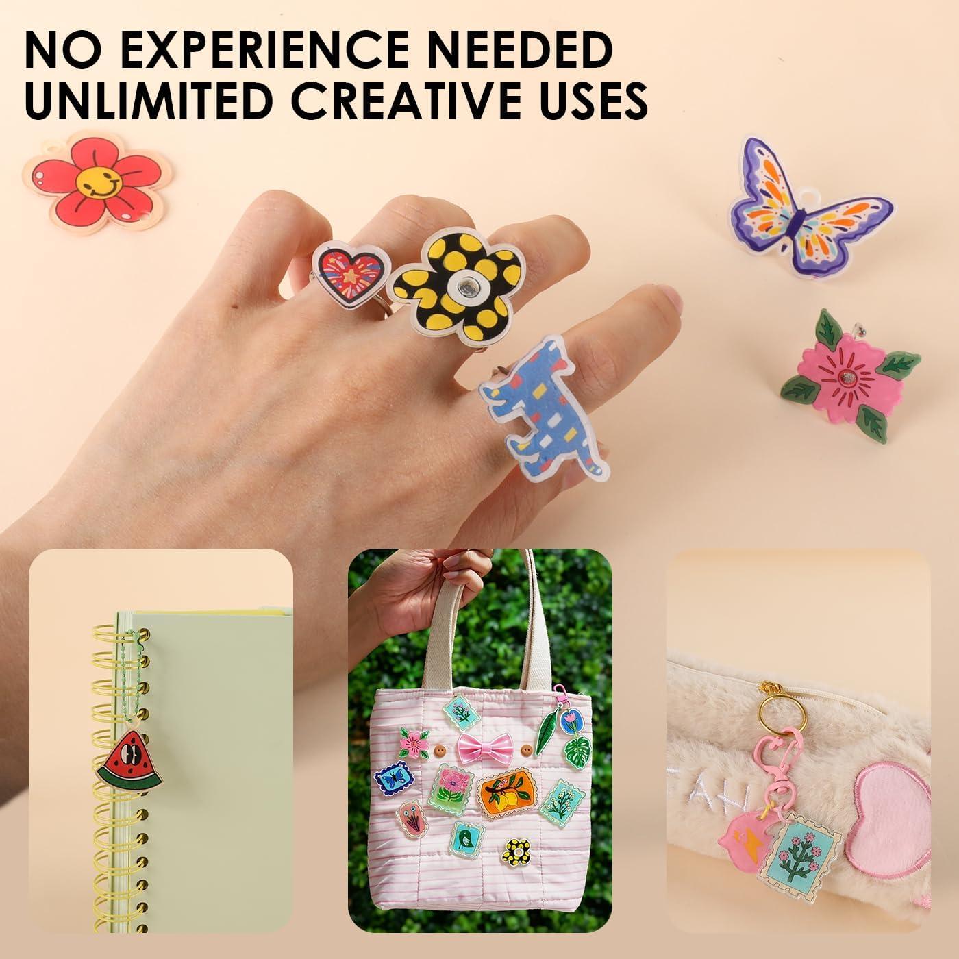 image:imageGrabie DIY Shrink Art Craft Kit Jewelry Making Kit for Kids Adults 25 PreCut Shapes 5 DualTip Markers Custom Charms Pins Rings Keychains Paws amp Wings Creative FreedomBloom Post For Art Lovers