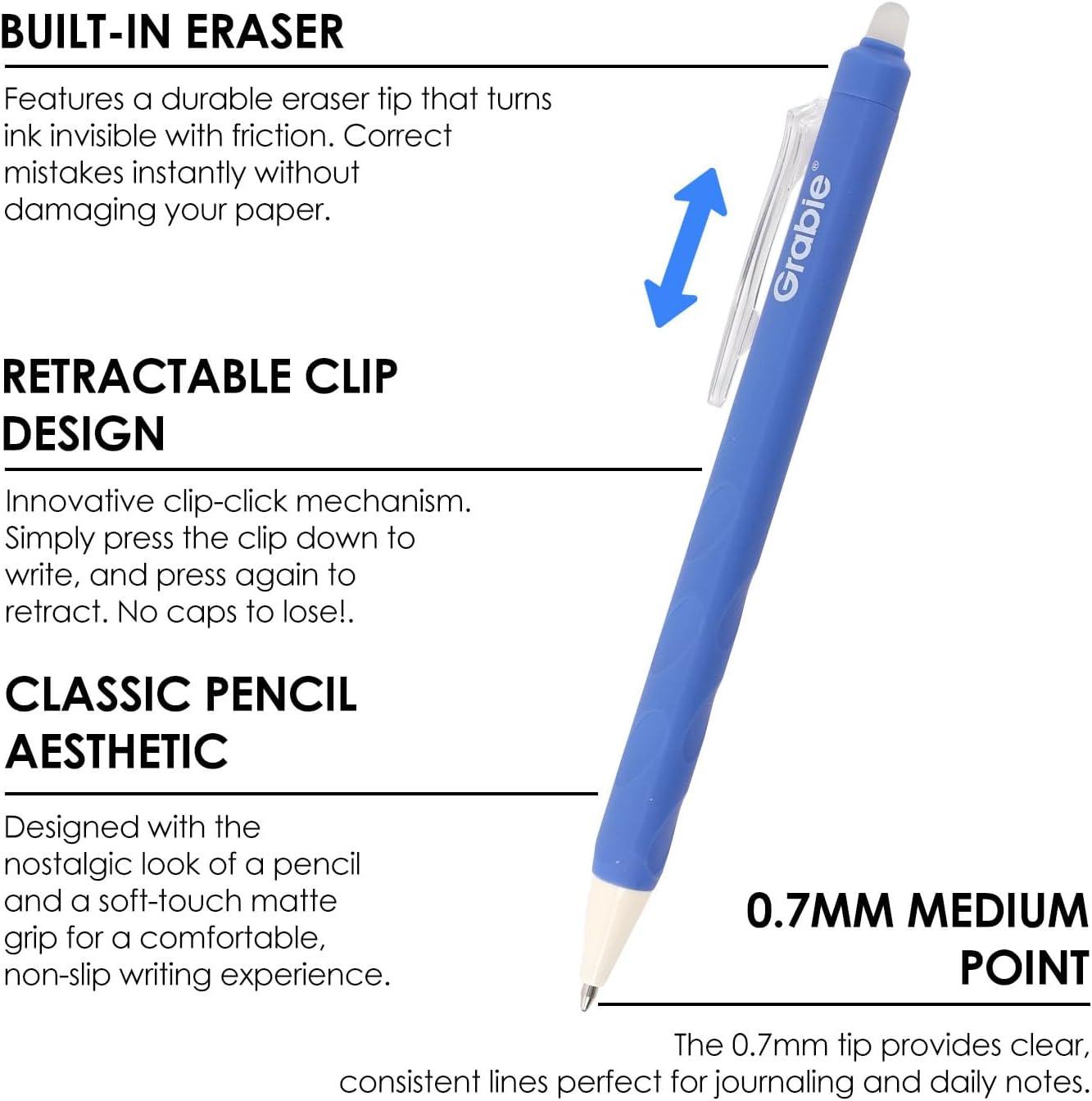 image:imageGrabie Erasable Gel Pens Medium Point 07 mm Erasable Pens Make Mistakes Disappear for Drawing Writing Planner Pack of 9 Assorted ColorsLavender DreamsBlackBlueRed