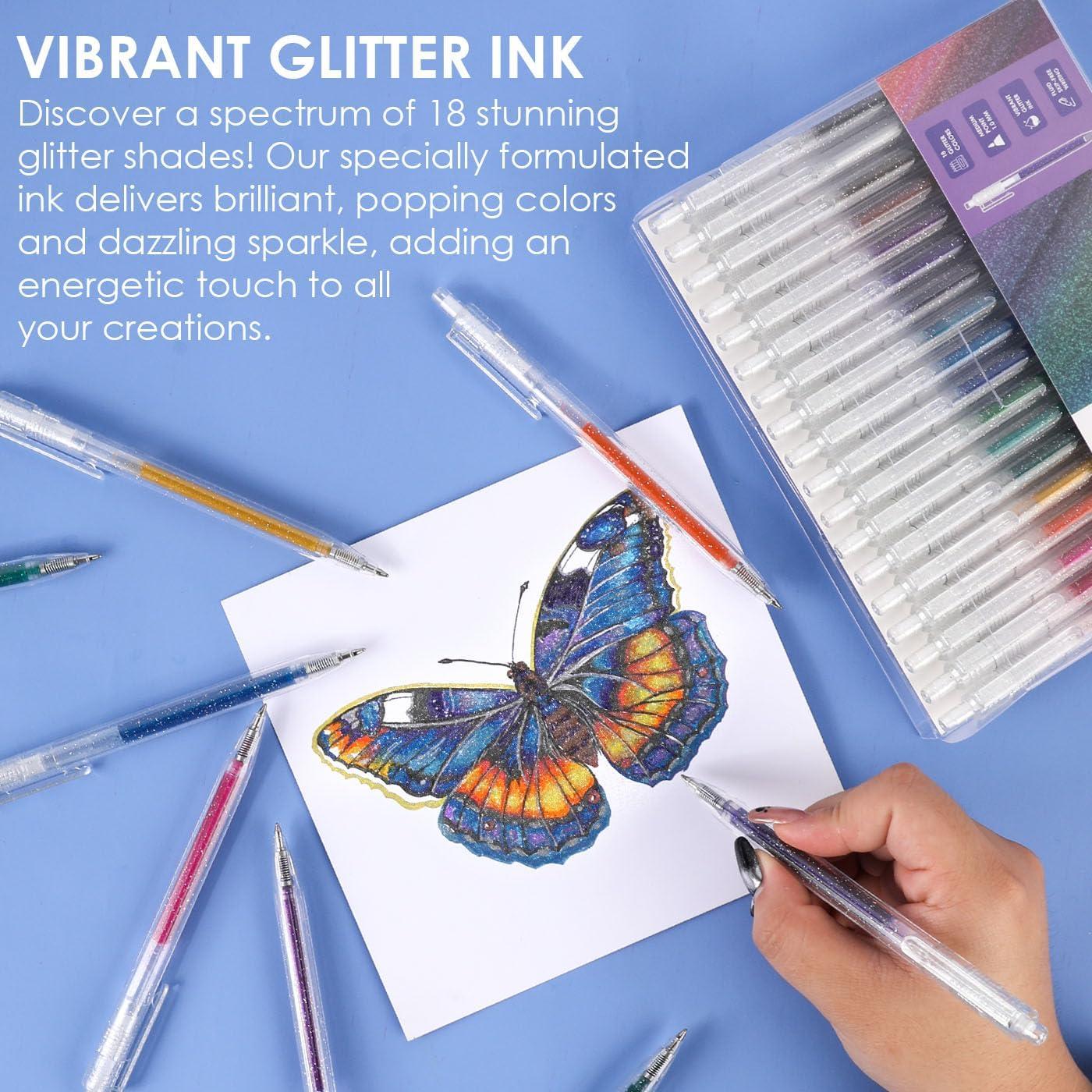 image:imageGrabie Glitter Gel Pens 18 Colors Glitter Gel Pens Set Retractable Sparkle Gel Ink Pens for Coloring Books Journaling Drawing Scrapbooking amp DIY Crafts Smooth Writing Art Pens for Creative Work18 Colors Retractable Glitter Gel Ink Pens
