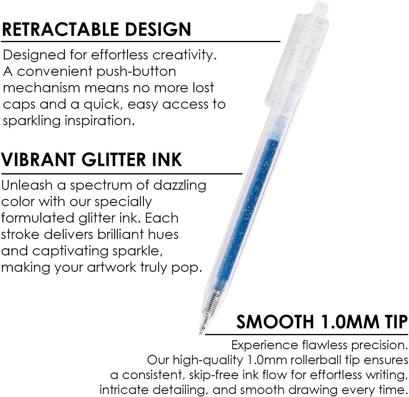 image:imageGrabie Glitter Gel Pens 18 Colors Glitter Gel Pens Set Retractable Sparkle Gel Ink Pens for Coloring Books Journaling Drawing Scrapbooking amp DIY Crafts Smooth Writing Art Pens for Creative Work18 Colors Retractable Glitter Gel Ink Pens
