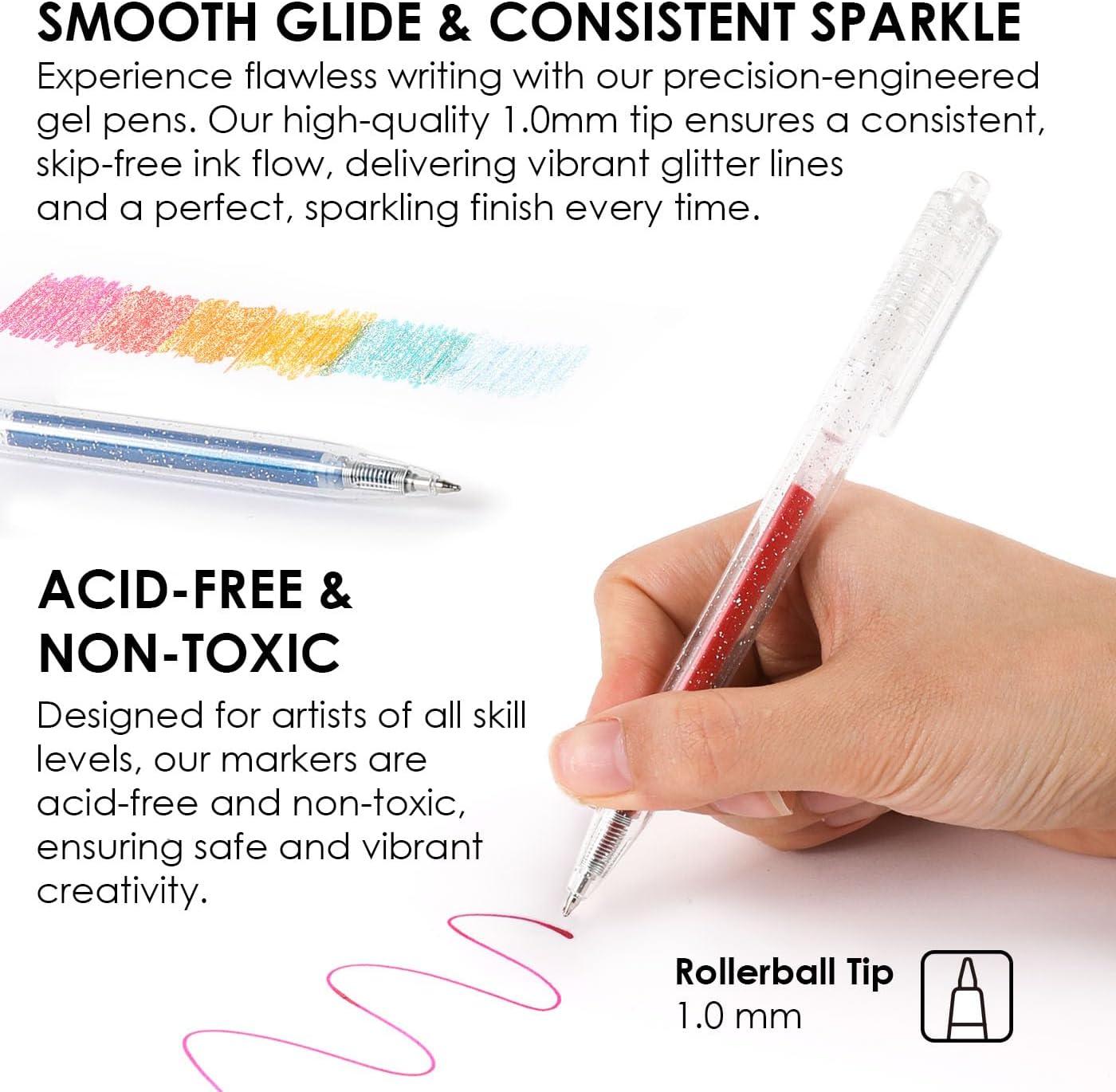 image:imageGrabie Glitter Gel Pens 18 Colors Glitter Gel Pens Set Retractable Sparkle Gel Ink Pens for Coloring Books Journaling Drawing Scrapbooking amp DIY Crafts Smooth Writing Art Pens for Creative Work18 Colors Retractable Glitter Gel Ink Pens