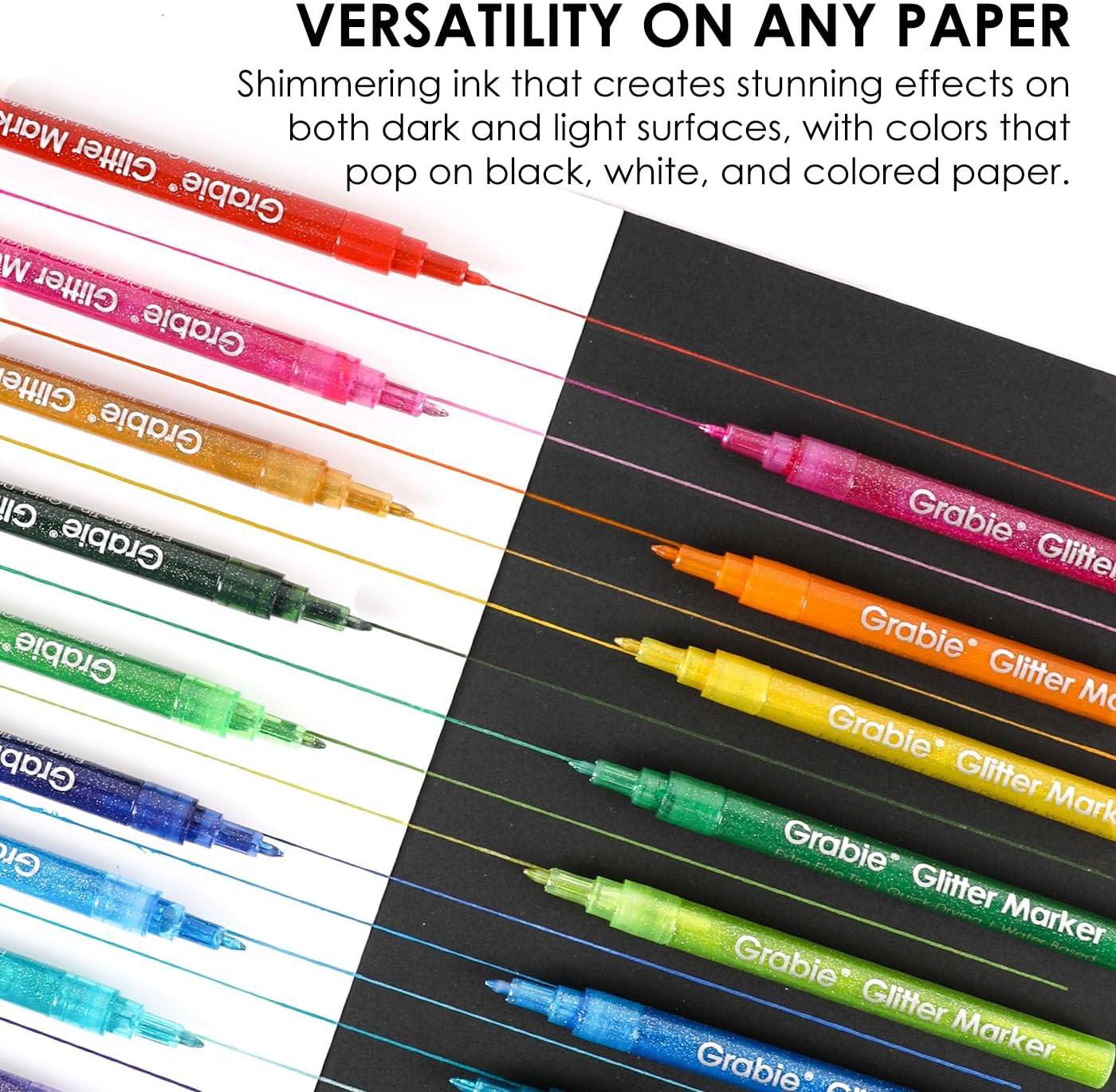 image:imageGrabie Glitter Markers 24 Pack Extra Fine Tip Acrylic Paint Markers QuickDrying WaterBased Metallic Glitter Pens for PaperCard Making Canvas Fabric DIY Craft Supplies for Adult amp KidsExtra Fine Tip 24 Colors