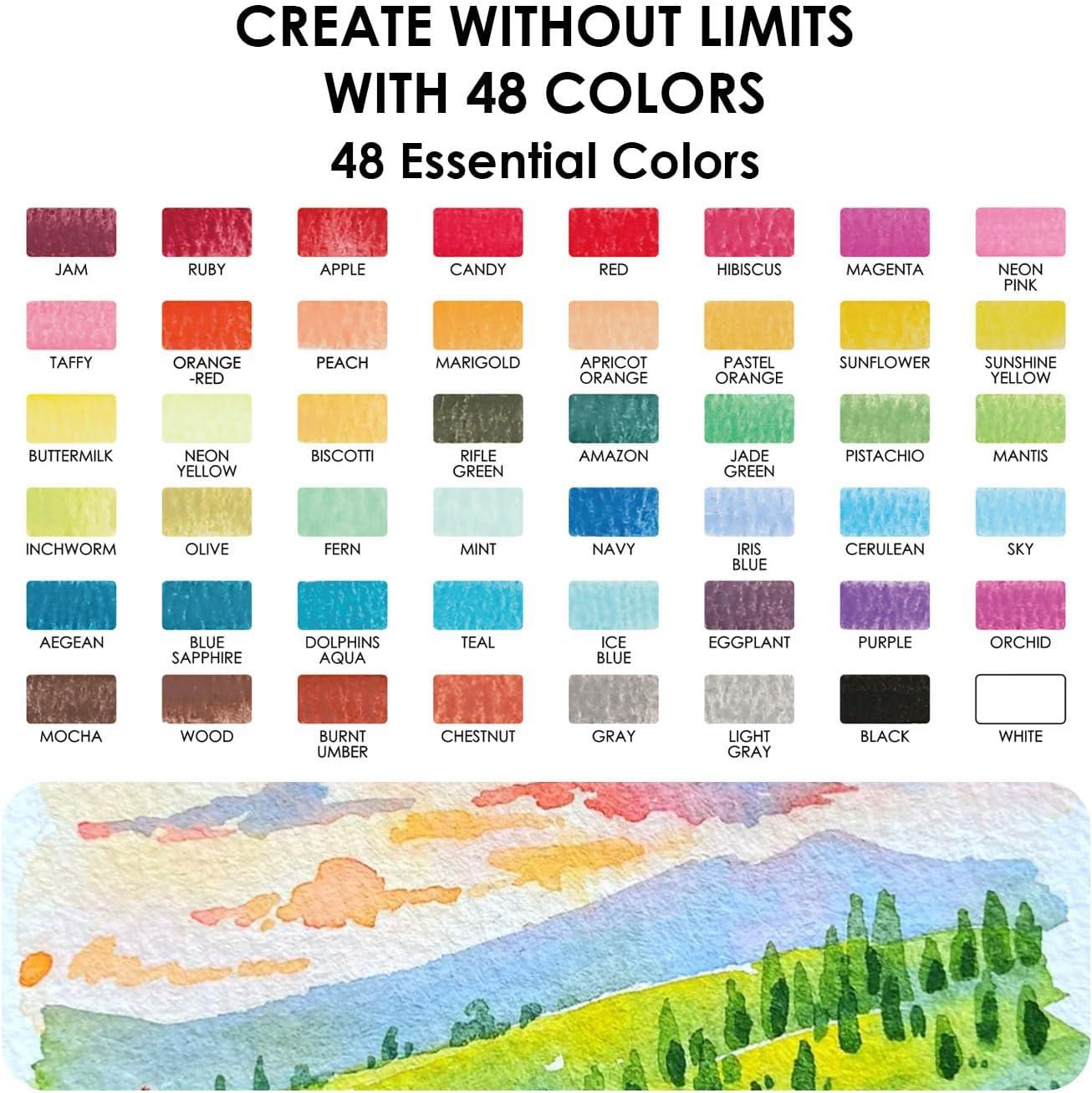 image:imageGrabie Mini Watercolor Set 48 Colors with Brush Paper Pad and Swatch Sheet Travel Watercolors Painting Kit for Beginners