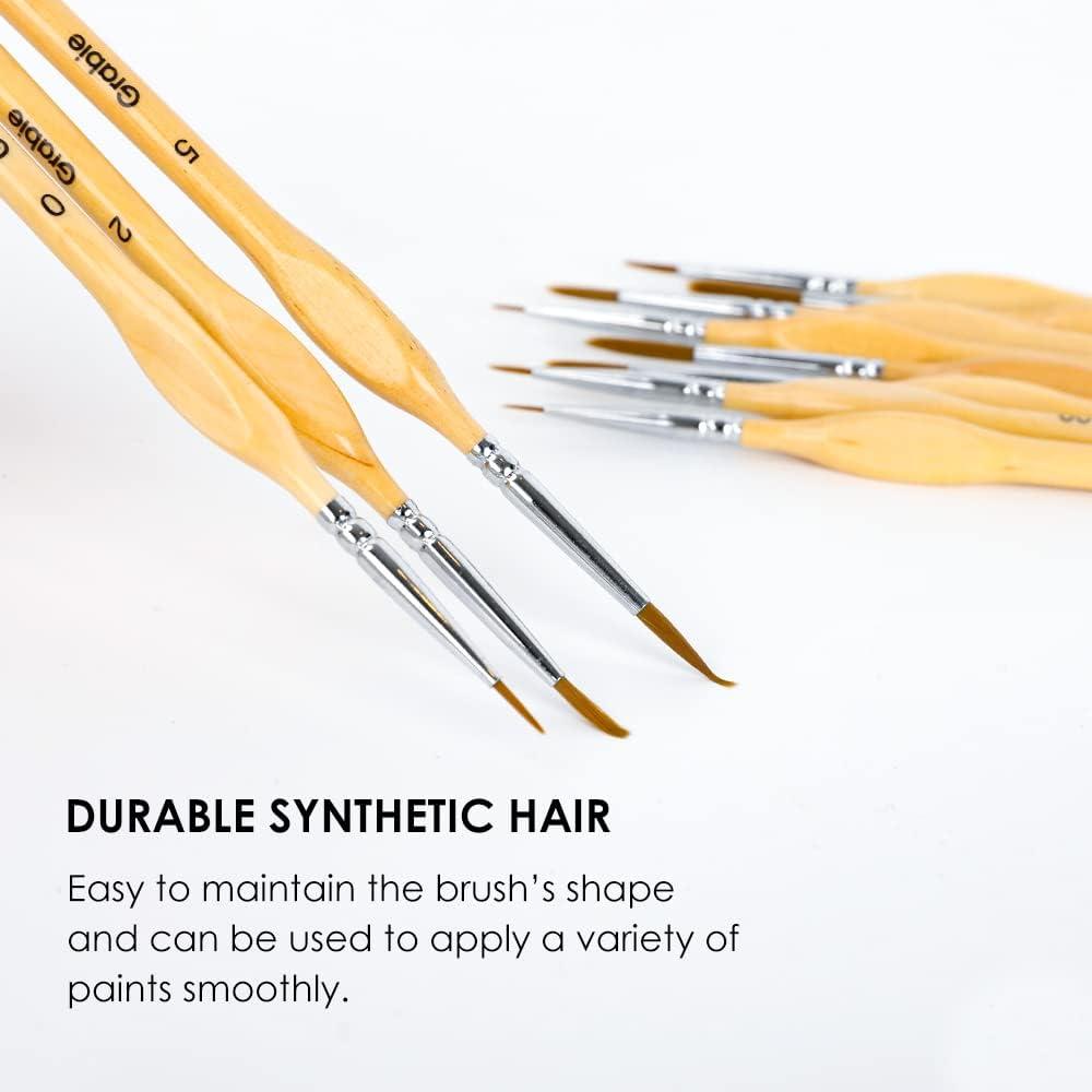 image:imageGrabie Paint Brush Set 11 Pcs Miniature Brushes for Fine Detailing amp Art Painting Acrylic Watercolor Oil Models and Gouache
