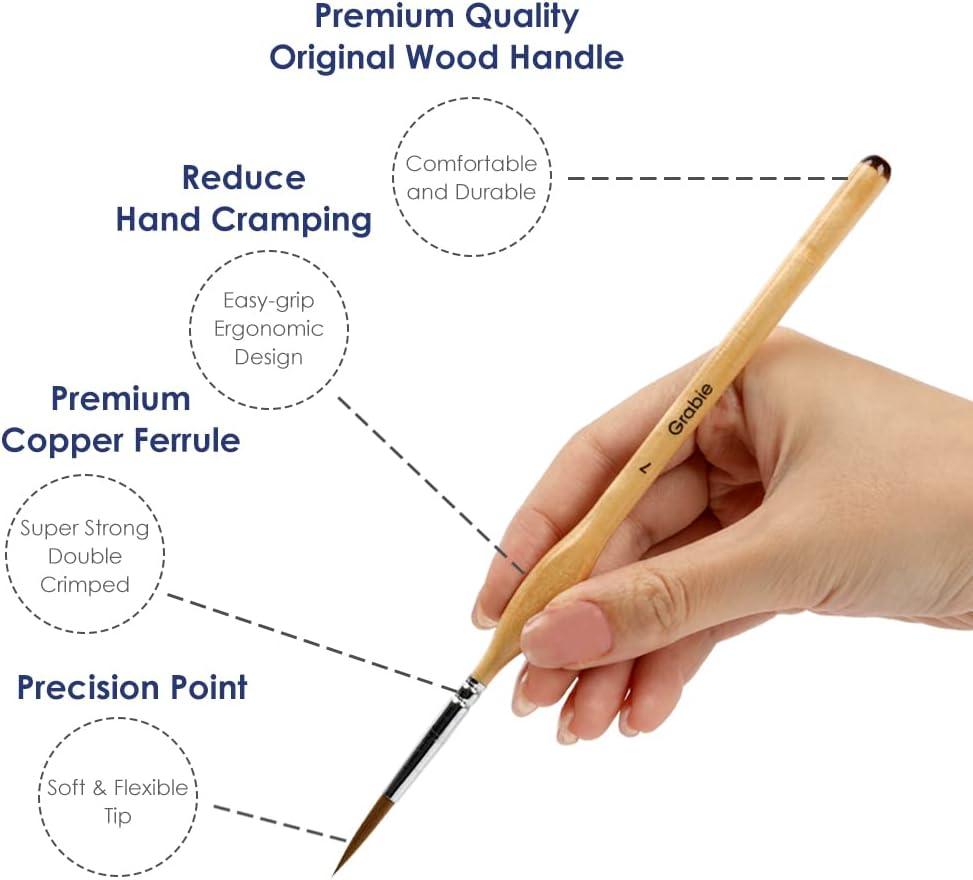 image:imageGrabie Paint Brush Set 11 Pcs Miniature Brushes for Fine Detailing amp Art Painting Acrylic Watercolor Oil Models and Gouache