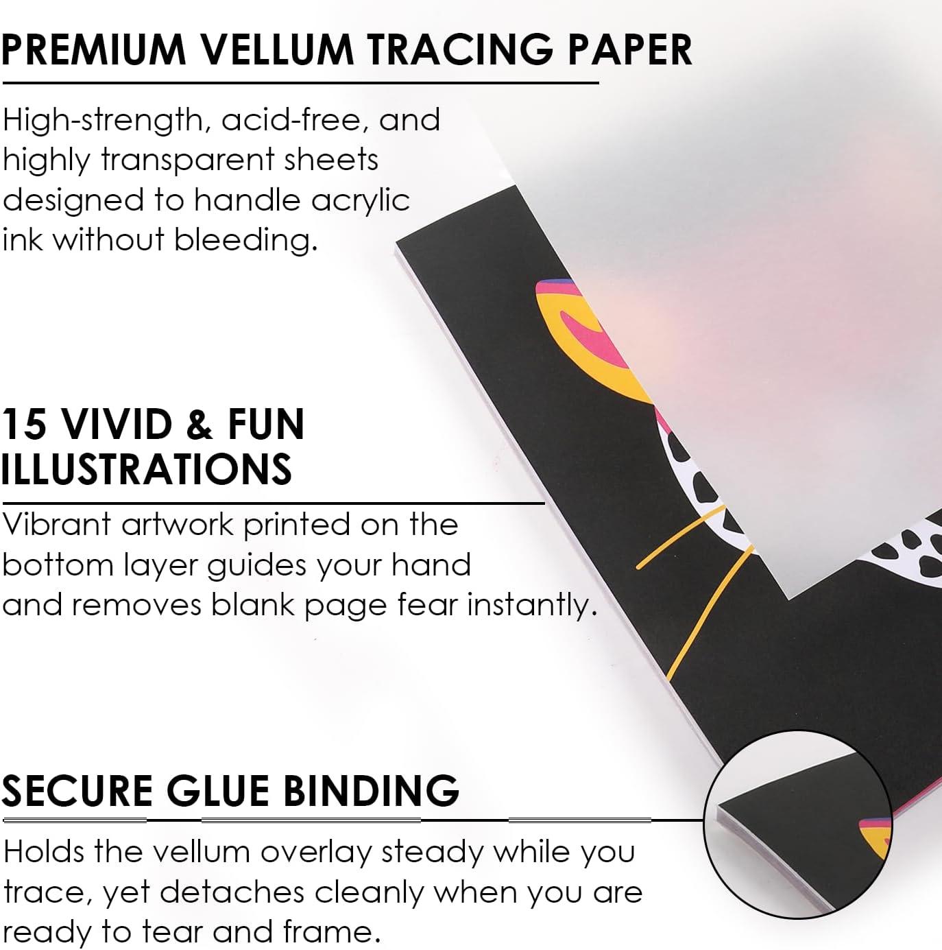 image:imageGrabie Trace and Color Drawing Kit Beginner Friendly AllinOne Tracing Art Set with Acrylic Dual Tip Markers 15 PrePrinted Designs Vellum Paper Creative Hobby Kit Artist Collaboration YetiElectric Wild Advanced