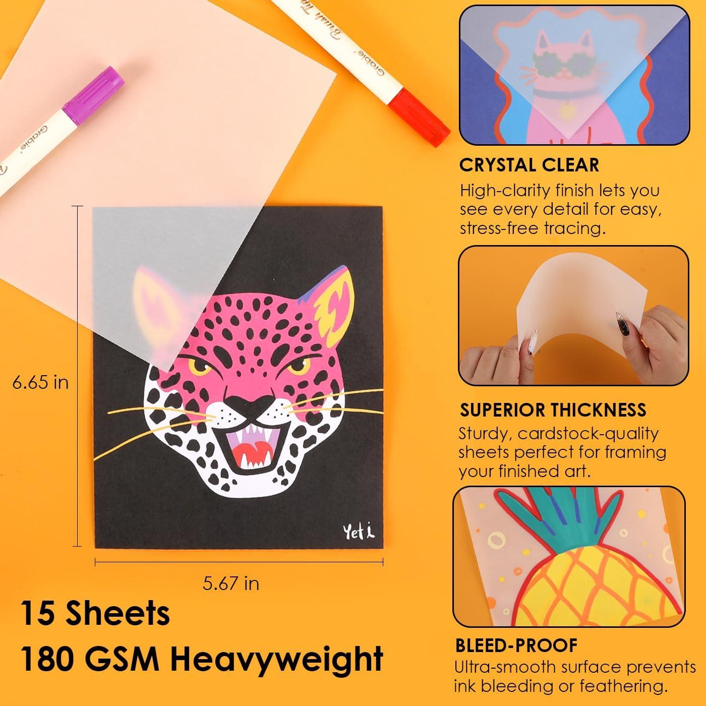 image:imageGrabie Trace and Color Drawing Kit Beginner Friendly AllinOne Tracing Art Set with Acrylic Dual Tip Markers 15 PrePrinted Designs Vellum Paper Creative Hobby Kit Artist Collaboration YetiElectric Wild Advanced