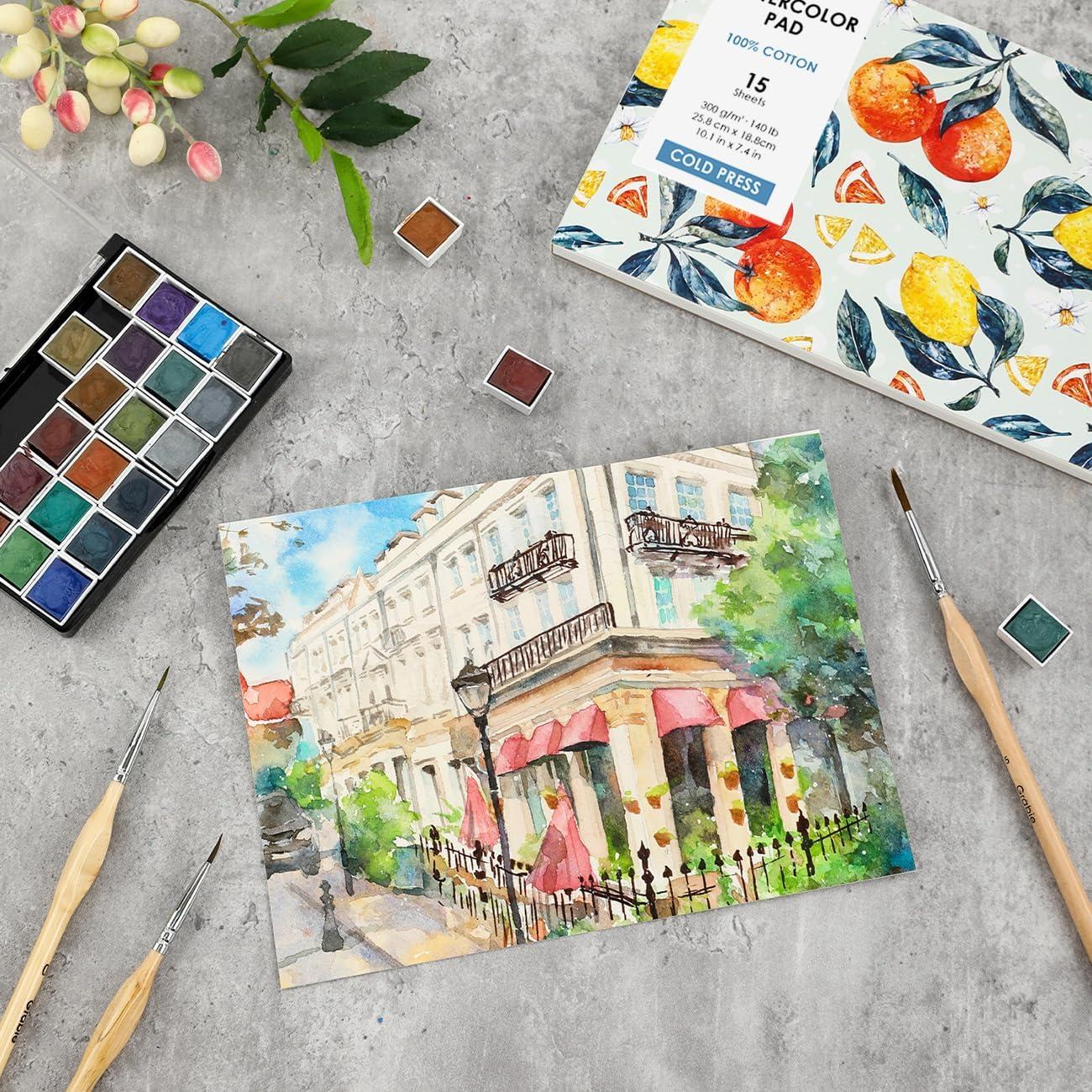image:imageGrabie Watercolor Coloring Book 15 Sheets A5 83 x 58Watercolor Book for Adults Ignite Your Artistic Expression on 100 Cotton Paper LandScapeB5