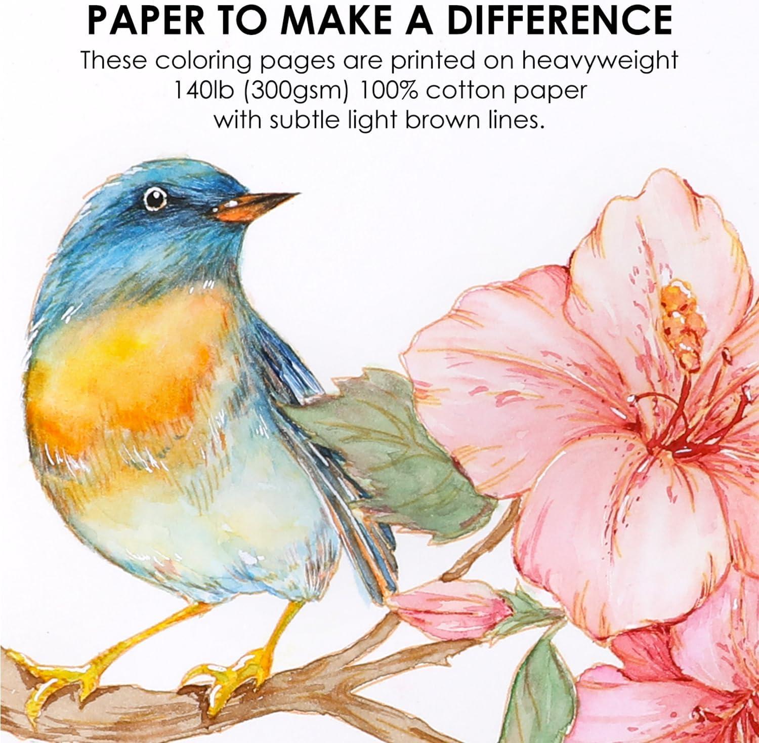 image:imageGrabie Watercolor Coloring Book 15 Sheets A5 83 x 58Watercolor Book for Adults Ignite Your Artistic Expression on 100 Cotton Paper LandScapeFloral