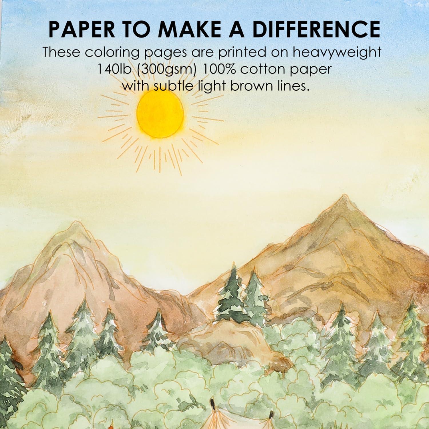 image:imageGrabie Watercolor Coloring Book 15 Sheets A5 83 x 58Watercolor Book for Adults Ignite Your Artistic Expression on 100 Cotton Paper LandScapeLandscape