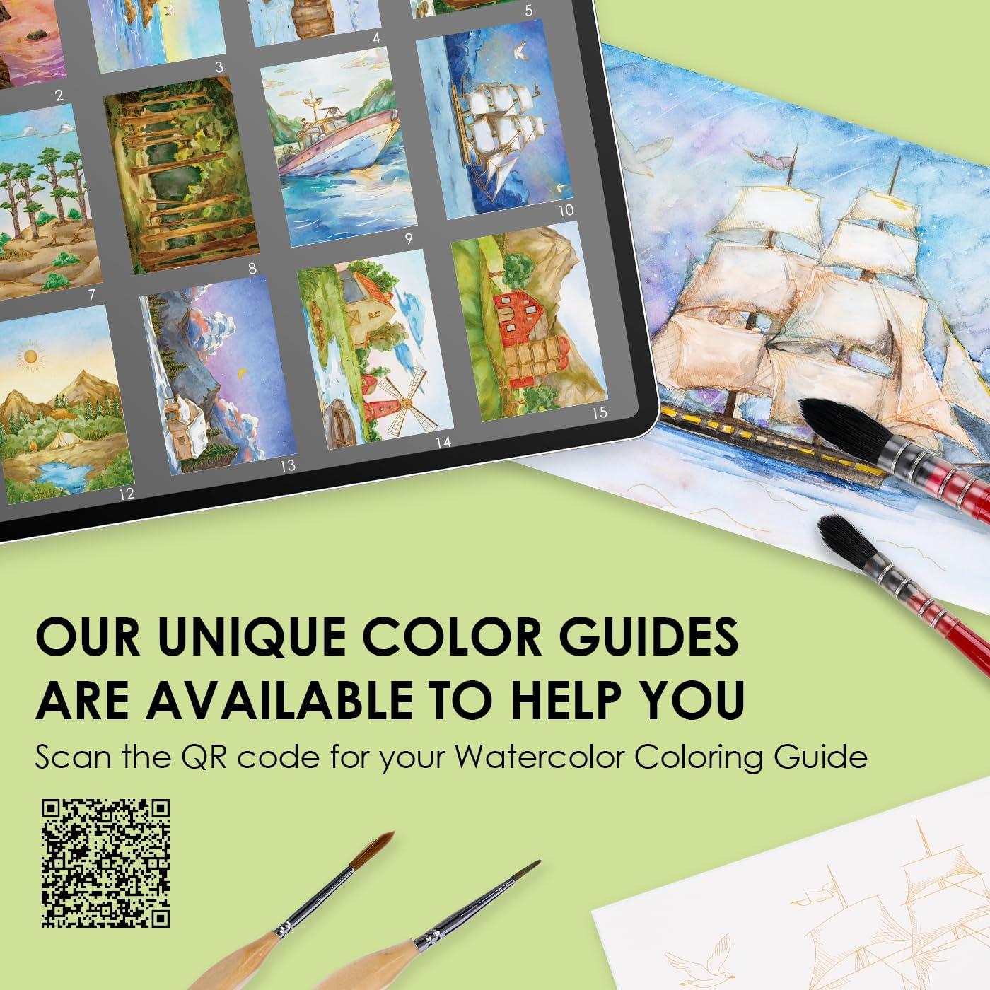 image:imageGrabie Watercolor Coloring Book 15 Sheets A5 83 x 58Watercolor Book for Adults Ignite Your Artistic Expression on 100 Cotton Paper LandScapeLandscape