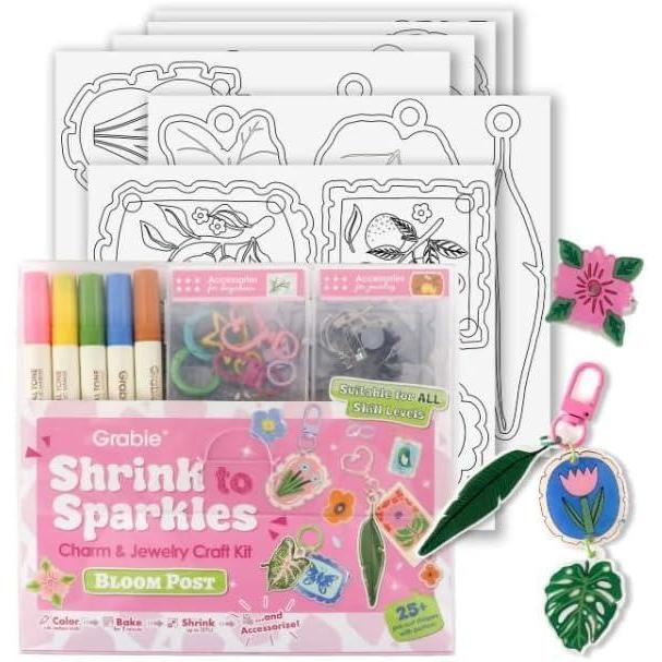 image:imageGrabie DIY Shrink Art Craft Kit Jewelry Making Kit for Kids Adults 25 PreCut Shapes 5 DualTip Markers Custom Charms Pins Rings Keychains Paws amp Wings Creative FreedomBloom Post For Art Lovers