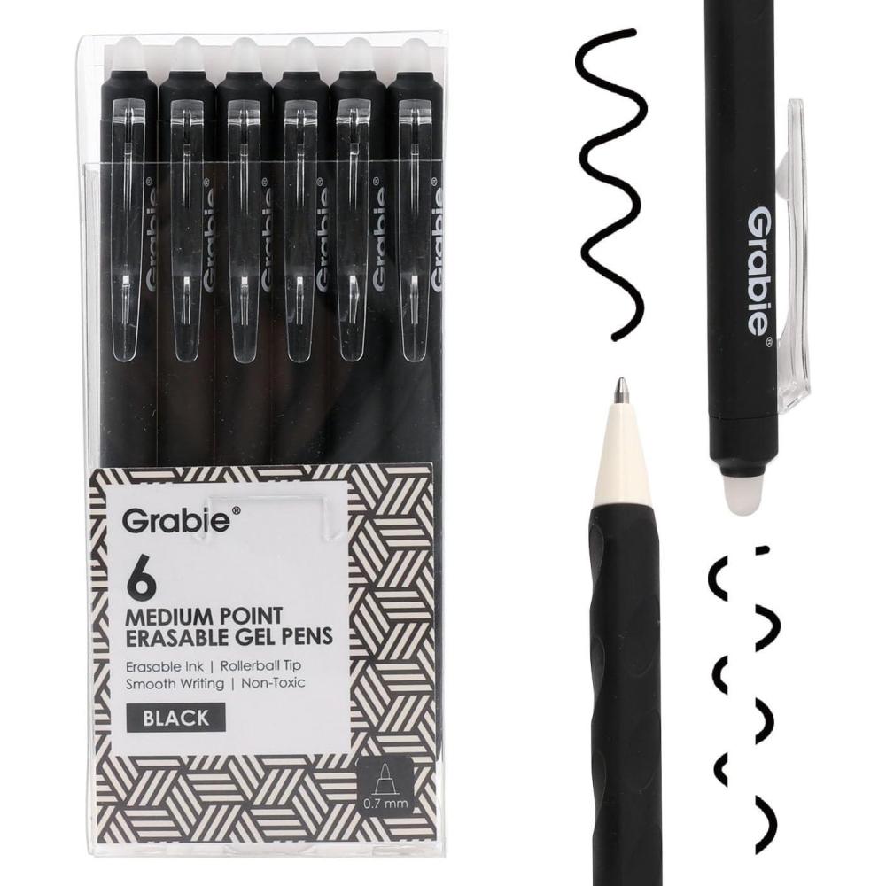 image:imageGrabie Erasable Gel Pens Medium Point 07 mm Erasable Pens Make Mistakes Disappear for Drawing Writing Planner Pack of 9 Assorted ColorsLavender DreamsBlack