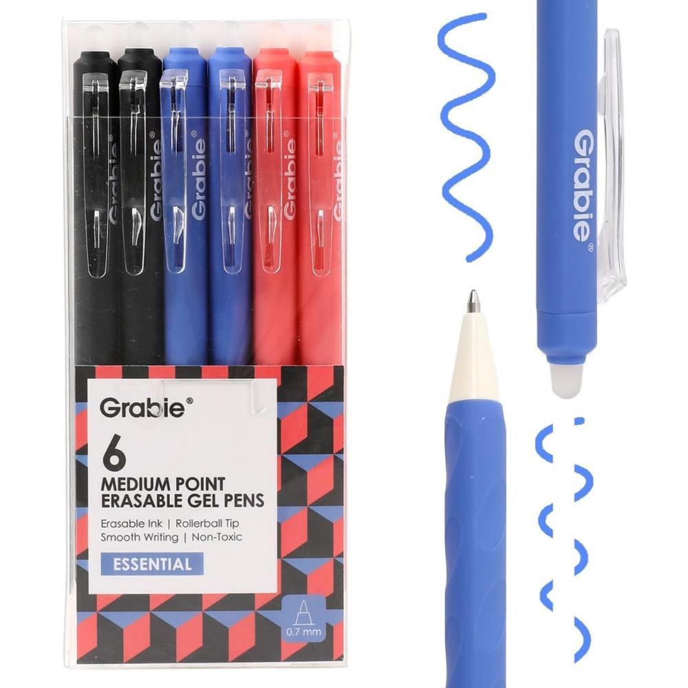 image:imageGrabie Erasable Gel Pens Medium Point 07 mm Erasable Pens Make Mistakes Disappear for Drawing Writing Planner Pack of 9 Assorted ColorsLavender DreamsBlackBlueRed