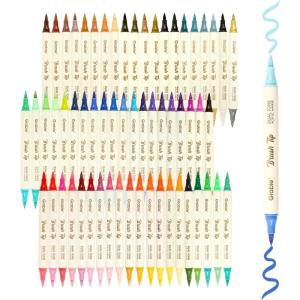 image:imageGrabie 72 Colors Acrylic Paint Markers Soft Brush Tip Acrylic Markers Set Water Based Acrylic Markers for Wood Fabric Canvas Glass Stone Rock Painting and DIY Crafts Art Supplies Set of 36C60Pcs120Dual Tone Colors