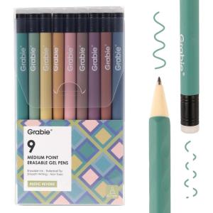 image:imageGrabie Erasable Gel Pens Medium Point 07 mm Erasable Pens Make Mistakes Disappear for Drawing Writing Planner Pack of 9 Assorted ColorsLavender Dreams9 Colors Pens Rustic Reverie