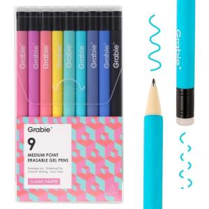 image:imageGrabie Erasable Gel Pens Medium Point 07 mm Erasable Pens Make Mistakes Disappear for Drawing Writing Planner Pack of 9 Assorted ColorsLavender Dreams9 Colors Pens Classic