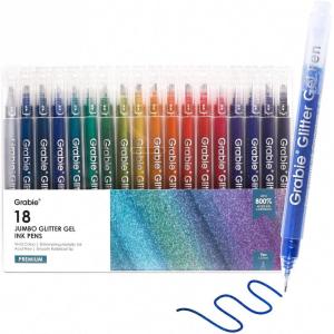 image:imageGrabie Glitter Gel Pens 18 Colors Glitter Gel Pens Set Retractable Sparkle Gel Ink Pens for Coloring Books Journaling Drawing Scrapbooking amp DIY Crafts Smooth Writing Art Pens for Creative Work18 Colors Jumbo Glitter Gel Ink Pens