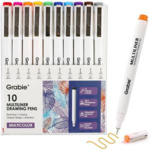image:imageGrabie Micro Finerliner Pens 20 Multicolor Fine Line Waterproof Drawing Pens Assorted Point Sizes for Sketching Illustration Journaling Art Supplies10Multicolor