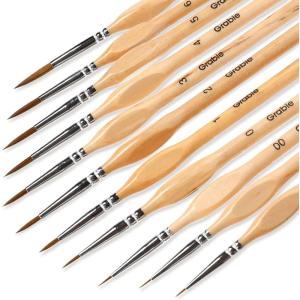image:imageGrabie Paint Brush Set 11 Pcs Miniature Brushes for Fine Detailing amp Art Painting  Acrylic Watercolor Oil Models and Gouache