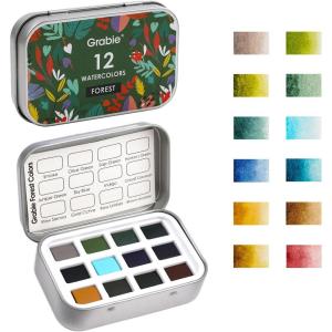 image:imageGrabie Pocket Watercolor Set of 12 Travel Watercolor Paint Set Watercolor Paints Art Supplies for Painting Great Watercolor Set for Artists Amateur Hobbyists and Painting 60 Color 5 ThemeForest
